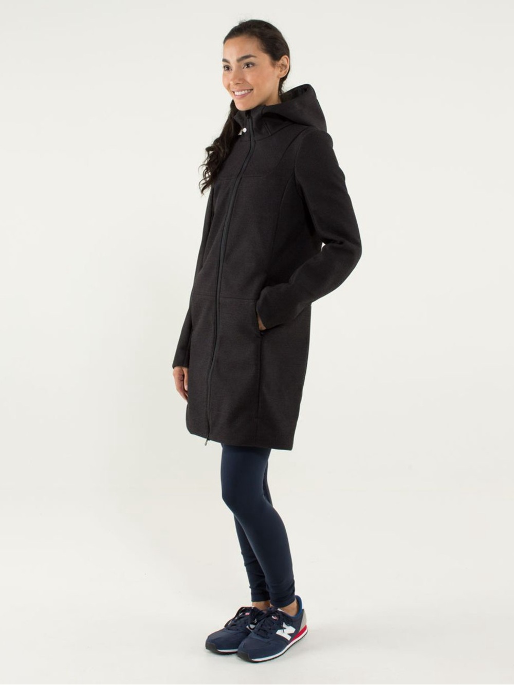 Lululemon City Softshell Tweed Hooded Long Jacket Coat Wind Water Resistant Cozy